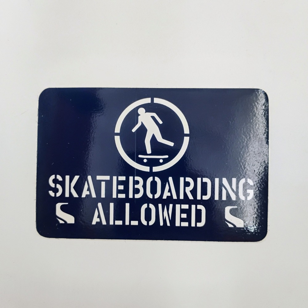 Status Skateboarding Allowed Vinyl Sticker Sign Decal Blue White Vintage 90s Y2k